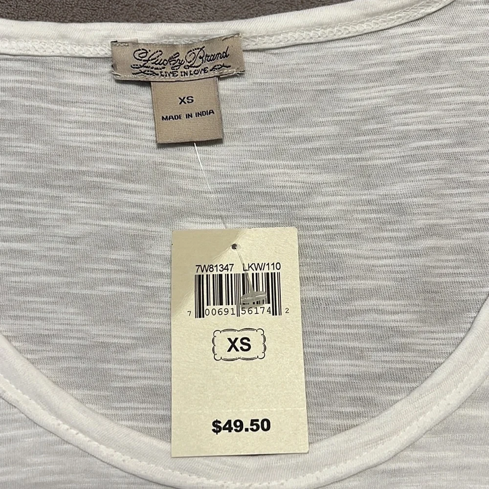 NWT Lucky Brand White Long Sleeve Scoop Neck Tee - Picture 12 of 15